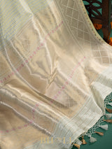 handwoven striped pure katan silk light blue banarasi