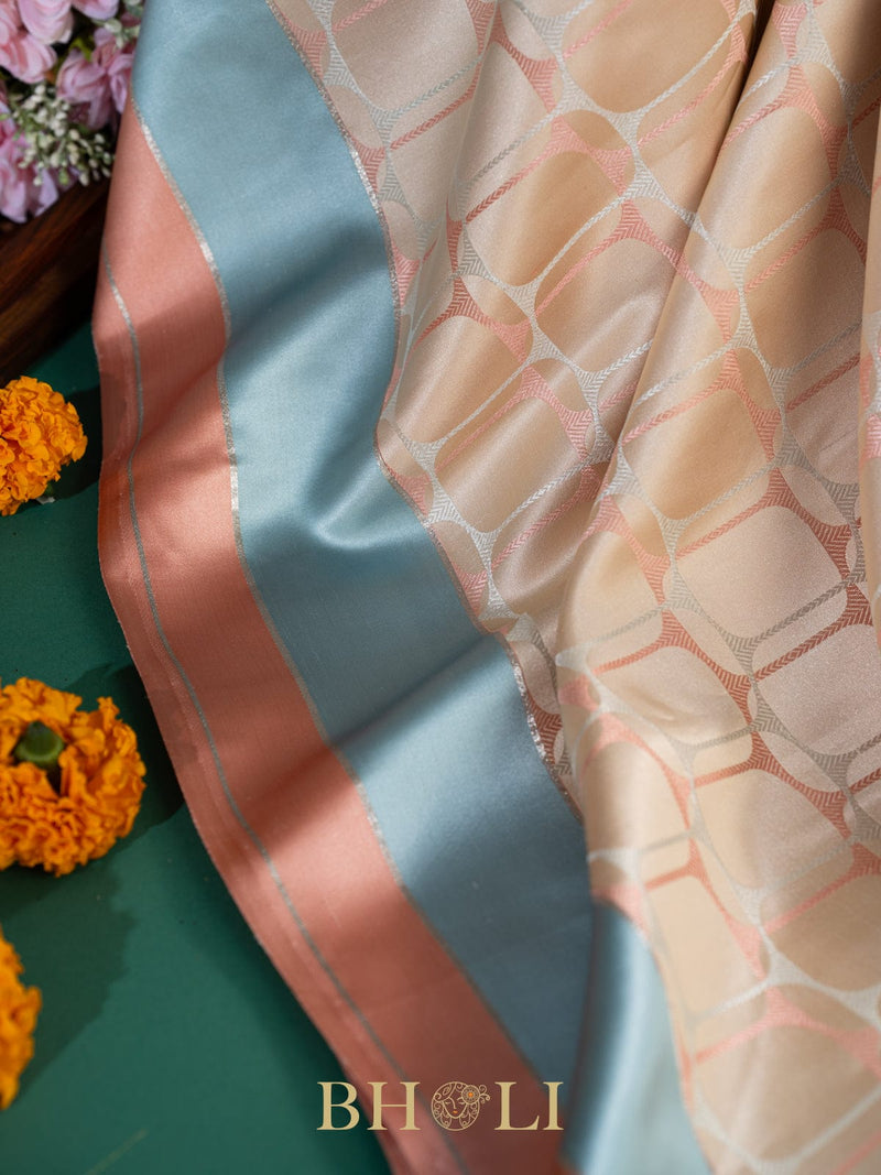 handwoven thread work pure mashru silk banarasi
