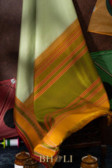 handwoven thread work pure mulberry silk korvai kanjivaram