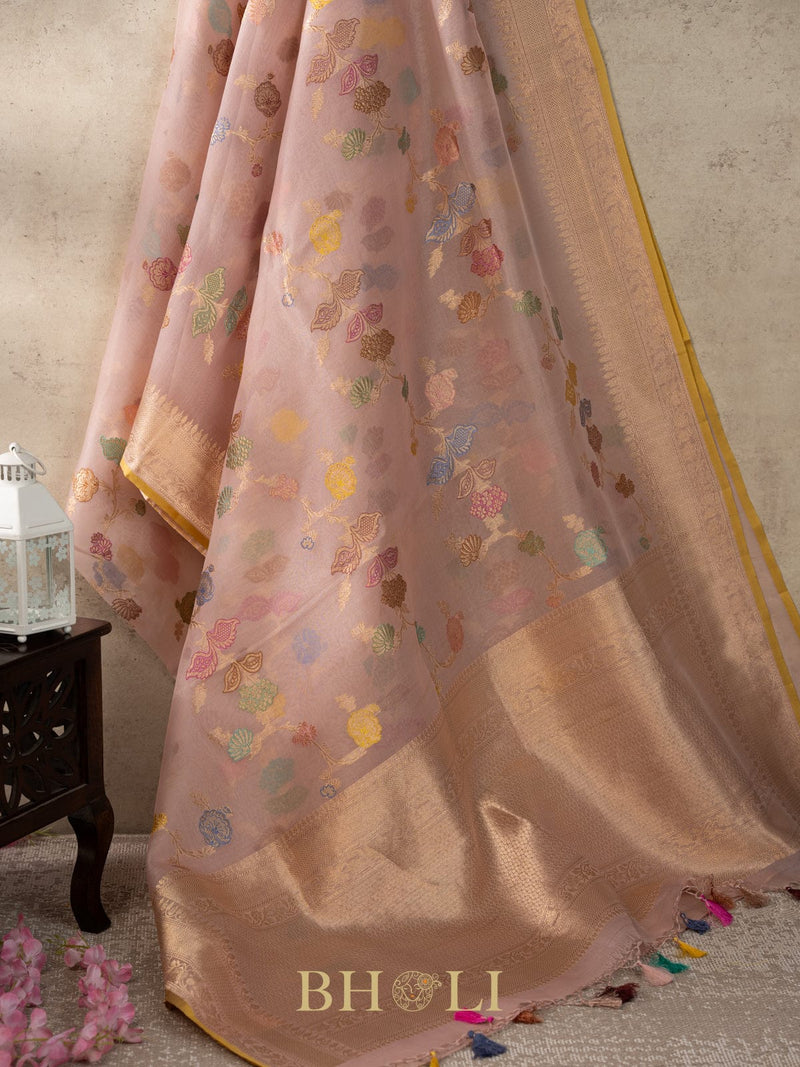 heirloom pure kora meenakari kaduwa jungla banarasi