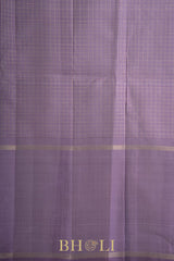 lavender border checkered body pure silk korvai kanjivaram