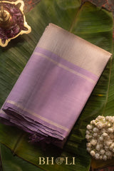 lavender border checkered body pure silk korvai kanjivaram