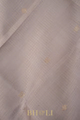 lavender border checkered body pure silk korvai kanjivaram