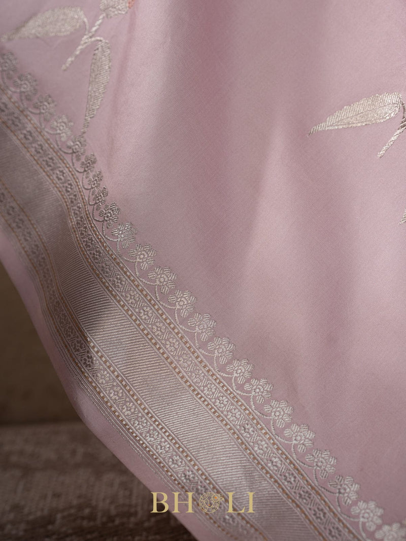 lavender flowy pure katan silk kaduwa buta banarasi