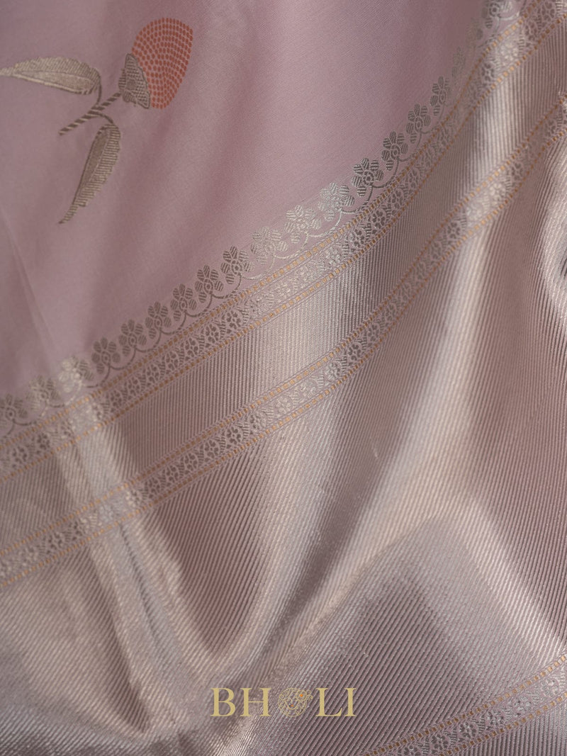 lavender flowy pure katan silk kaduwa buta banarasi