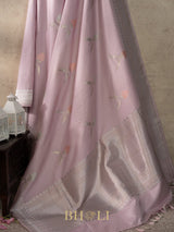lavender flowy pure katan silk kaduwa buta banarasi