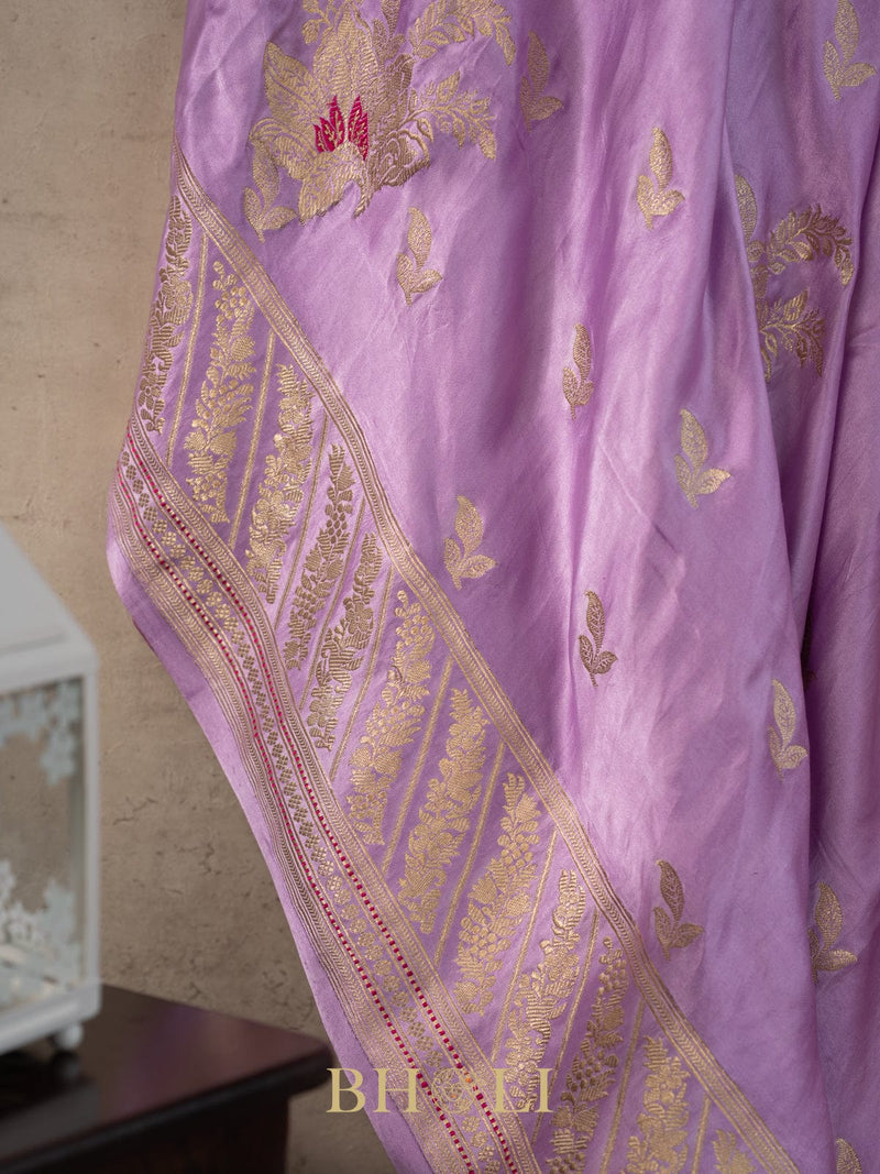 lavender mashru silk banarasi