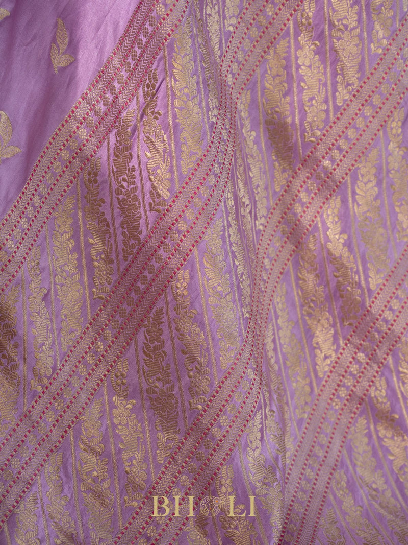 lavender mashru silk banarasi