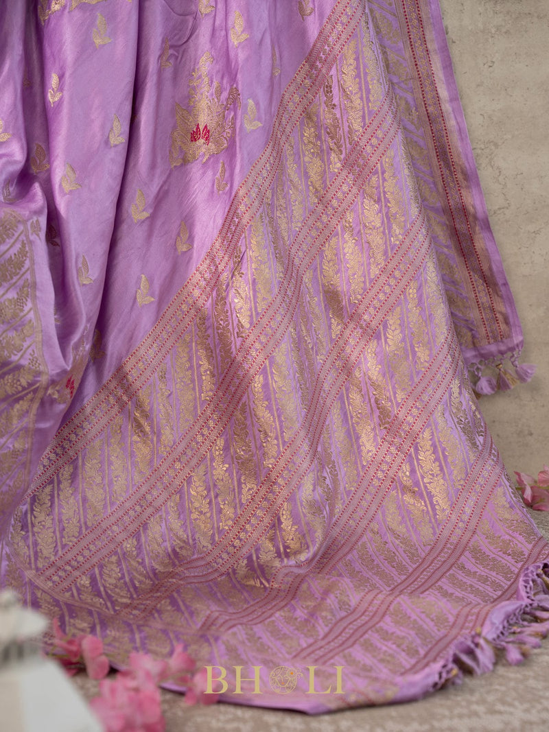 lavender mashru silk banarasi