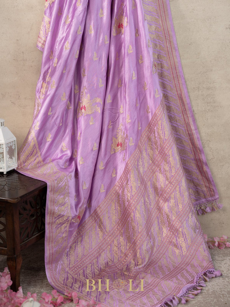 lavender mashru silk banarasi