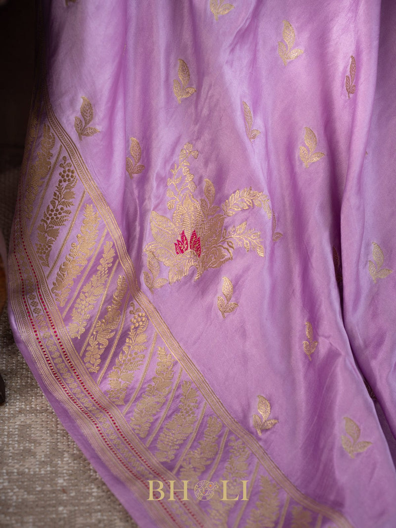 lavender mashru silk banarasi