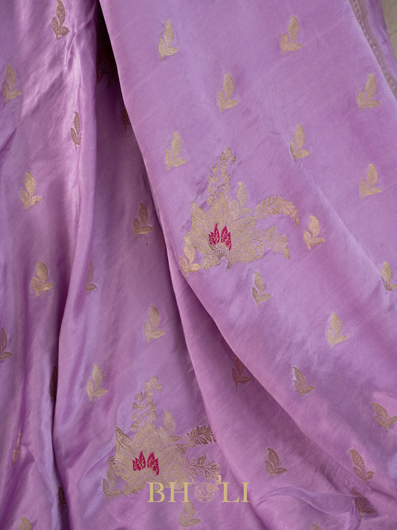 lavender mashru silk banarasi