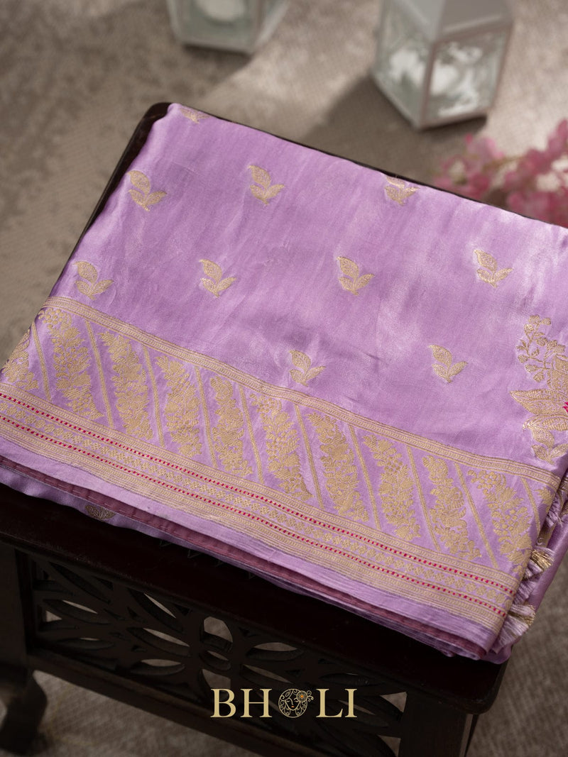 lavender mashru silk banarasi