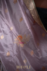 lavender pure katan silk meenakari buta banarasi