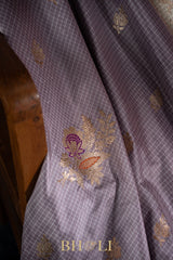 lavender pure katan silk meenakari buta banarasi