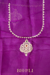 metallic striped hand-crafted zardosi and stone work buta organza saree