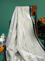 modern classic handwoven silver zari brocade katan silk banarasi