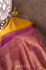 moss yellow pure 4g zari kai korvai silk kanjivaram