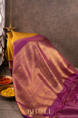 moss yellow pure 4g zari kai korvai silk kanjivaram