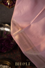 pale pink pure zari mulberry silk kanjivaram