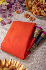 peacock green and orange kuttu silk gadwal