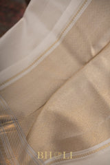 pearl white handwoven pure silk by silk kanjivaram
