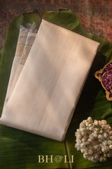 pearl white handwoven pure silk by silk kanjivaram