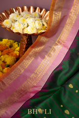 pure mulberry silk emerald green kuttu gadwal