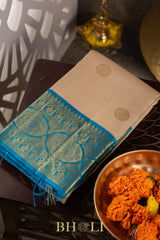 pure zari contrast border silk kai korvai kanjivaram