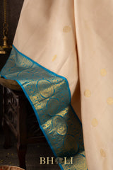 pure zari contrast border silk kai korvai kanjivaram