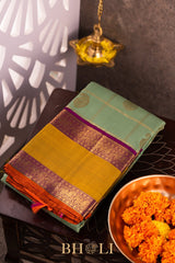pure zari handwoven kai korvai mulberry silk royal kanjivarm