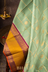 pure zari handwoven kai korvai mulberry silk royal kanjivarm