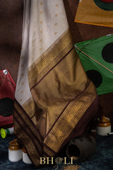 pure zari vintage design twill handwoven korvai kanjivaram silk