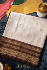 pure zari vintage design twill handwoven korvai kanjivaram silk