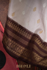 pure zari vintage design twill handwoven korvai kanjivaram silk