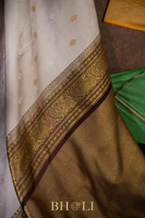 pure zari vintage design twill handwoven korvai kanjivaram silk