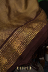 pure zari vintage design twill handwoven korvai kanjivaram silk