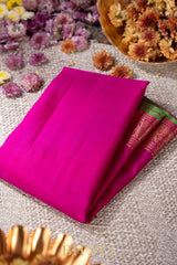 rani pink gold zari pure mulberry silk gadwal