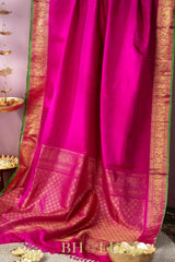 rani pink gold zari pure mulberry silk gadwal