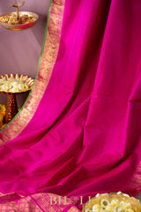 rani pink gold zari pure mulberry silk gadwal