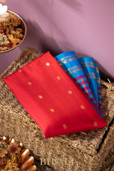 red and cerulean blue gadwal silk by silk saree