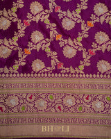 royal pure katan silk kaduwa with petite point hand embroideryed banarasi