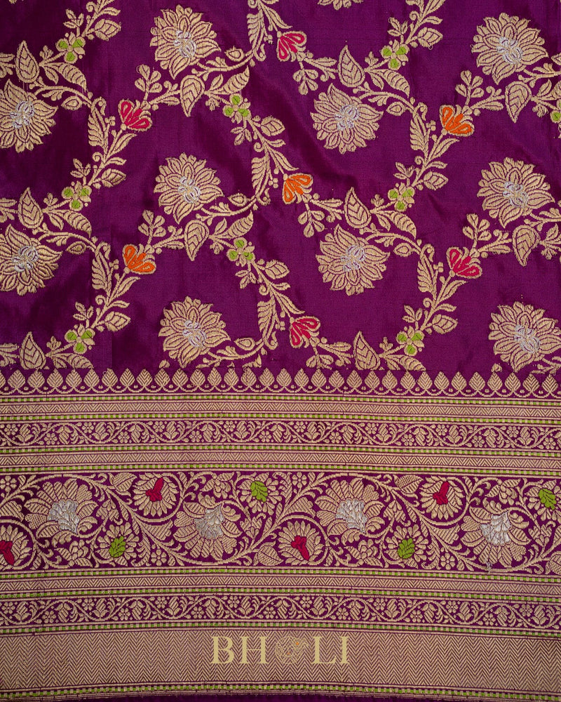 royal pure katan silk kaduwa with petite point hand embroideryed banarasi