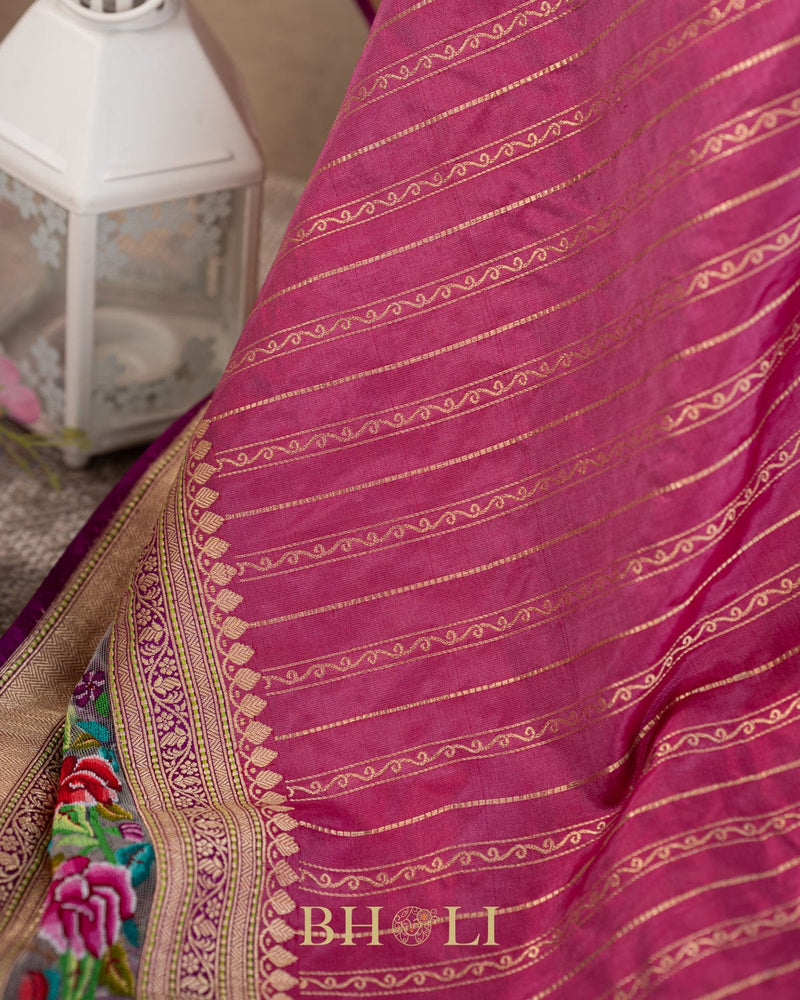 royal pure katan silk kaduwa with petite point hand embroideryed banarasi