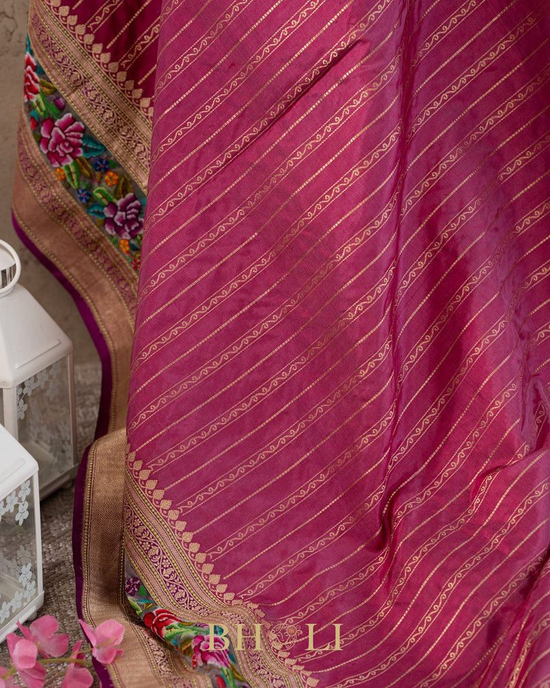 royal pure katan silk kaduwa with petite point hand embroideryed banarasi