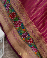 royal pure katan silk kaduwa with petite point hand embroideryed banarasi
