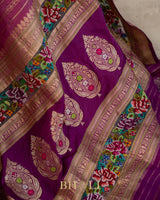 royal pure katan silk kaduwa with petite point hand embroideryed banarasi