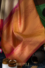 royal pure zari mulberry silk ornate border korvai kanjivaram