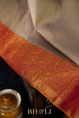 royal pure zari mulberry silk ornate border korvai kanjivaram