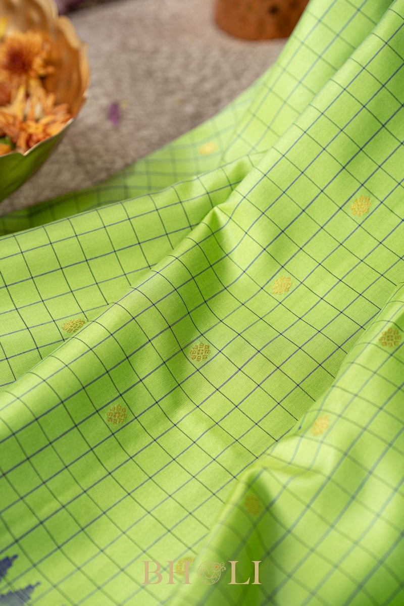 silk by silk kuttu gadwal in violet and green